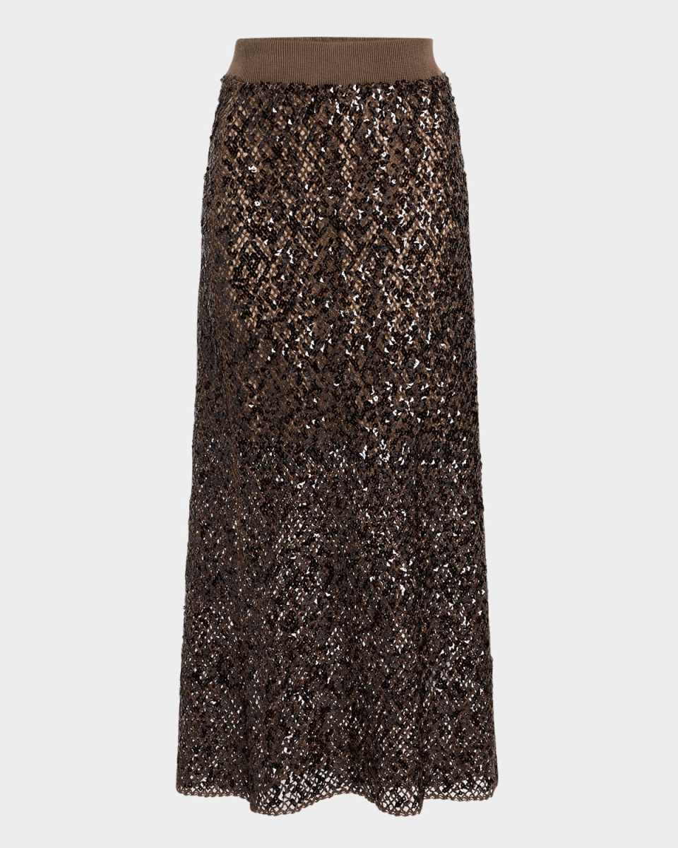 Paillette Net Knit Midi Skirt